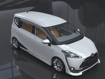 White Compact Car With Black Roof Brown Seats And Modern Design 3d model