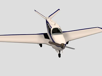 White And Blue Passenger Plane With Propeller Cockpit Windows And Single Engine 3d model
