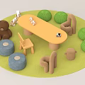 Modern Children's Table and Chair Combination Building Blocks Toy Table Children's Seat 3d model