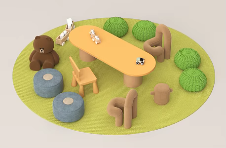 Modern Children's Table and Chair Combination Building Blocks Toy Table Children's Seat 3d model