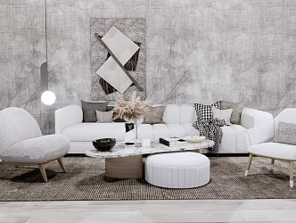 Modern sofa coffee table combination 3d model