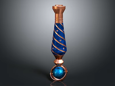 Decorative Copper Blue Spiral Furniture Piece With Gold Stars And Sphere Base 3d model