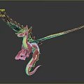 Red Horned Dragon Like Game Movie Character With Black Wings Spotted Body And Long Tail