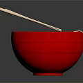 Delicious Ramen In Red Bowl With Soft Boiled Egg Pork Slice And Green Vegetables