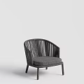 Gray Wicker Leisure Chair With Curved Backrest And Cushioned Seat Modern Design
