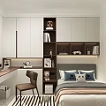 Modern Minimalist Bedroom Interior With Gray Bed Nightstands Pendant Lights And Artwork