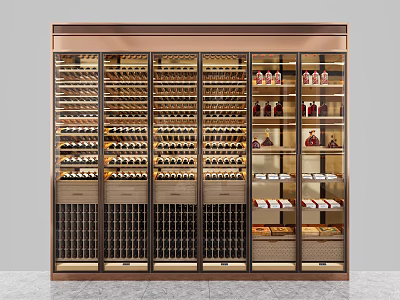 Modern Luxury Wine Cabinet With Glass Doors And Multi-layered Bottle Storage 3d model