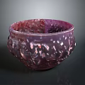 Elegant Purple Glass Bowl With Intricate Patterns And Textured Surface For Home Furniture