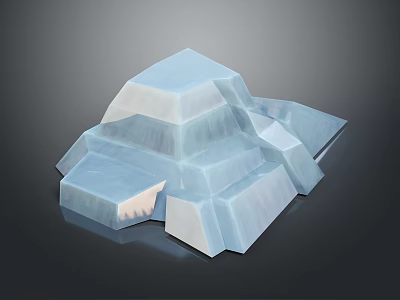 Ice Blue Layered Iceberg Natural Landscape With Transparent Geometric Shapes And Reflective Surfaces 3d model
