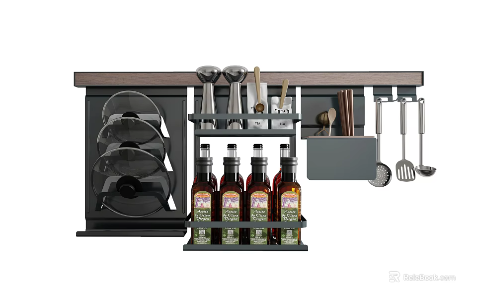 Practical Bathroom Cabinet Rack With Multi Tiered Shelves And Toiletries Storage Bottles 3d model 