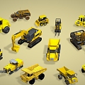 Engineering truck crane crane loader truck forklift cartoon car transporter 3d model