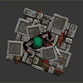 Green Haired Game Character In Black Leather Jacket With Goggles Wrench And Platform Base Design