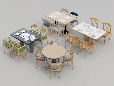 Modern Dining Table Sets With Various Shapes And Matching Chairs For Home Use 3d model