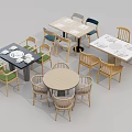Modern Dining Table Sets With Various Shapes And Matching Chairs For Home Use 3d model