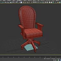 Brown Leather Single Chair With Stitched Design Armrests Wooden Legs And Wheels