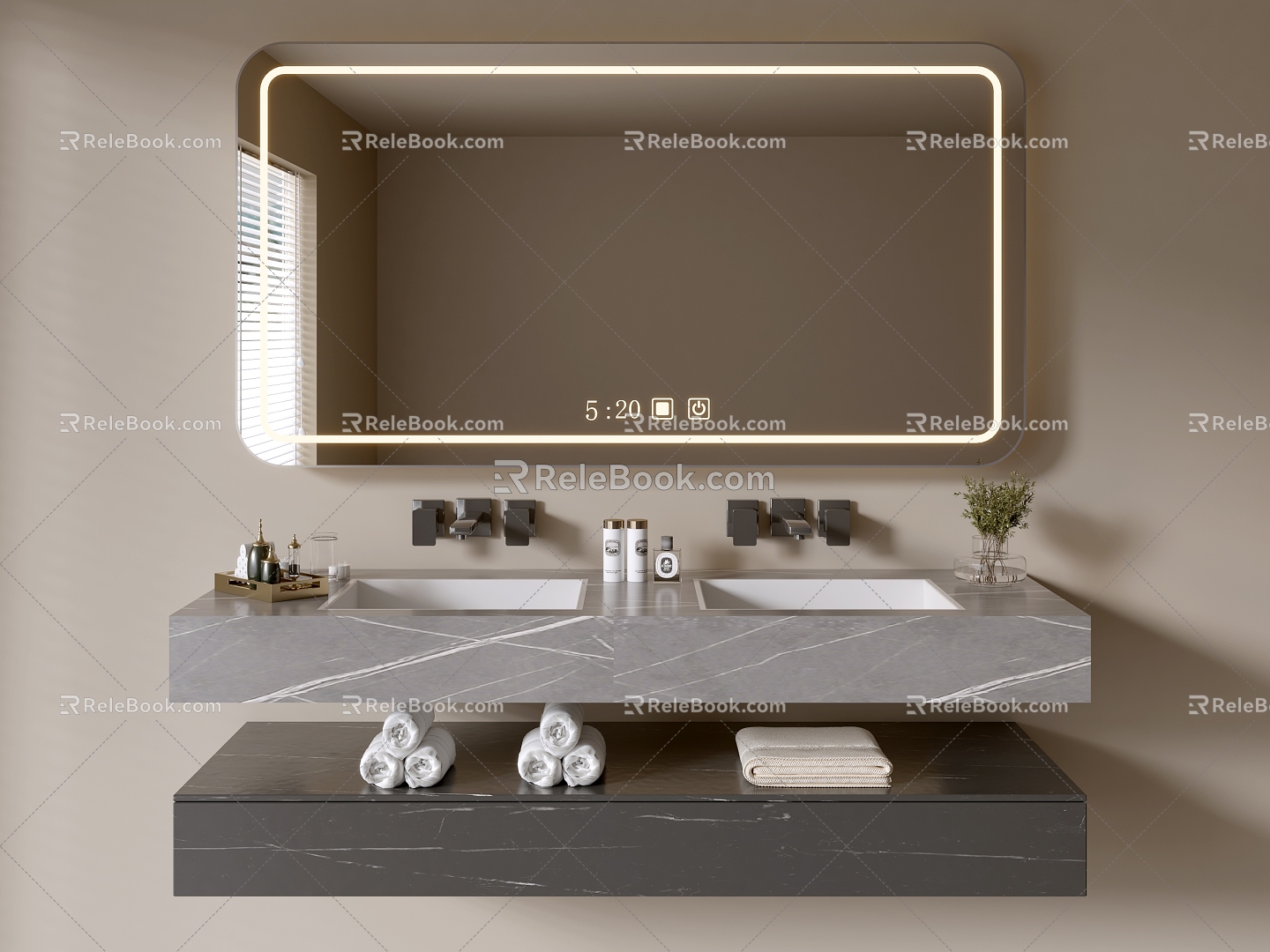 Modern Bathroom Cabinet Bathroom Counter Basin Bathroom Ornaments Double Counter Basin Bathroom Cabinet Combination Mirror Cabinet 3d model