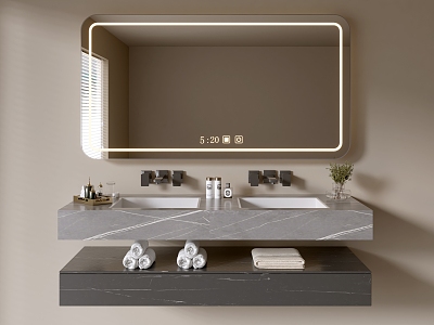 Modern Bathroom Cabinet Bathroom Counter Basin Bathroom Ornaments Double Counter Basin Bathroom Cabinet Combination Mirror Cabinet 3d model