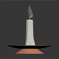 Decorative White Candle On Round Copper Tray For Home Decoration And Use