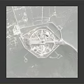 Aerial View Of Industrial Drilling Site With Circular Layout Towers Vehicles Buildings And Roads