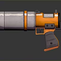 Orange and Gray Modern Weapon Launcher with Cylindrical Barrel Ergonomic Grip and 3D Concept Design