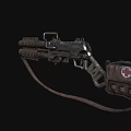Heavy Duty Double Barrel Weapon With Metallic Texture And Tactical Strap Design