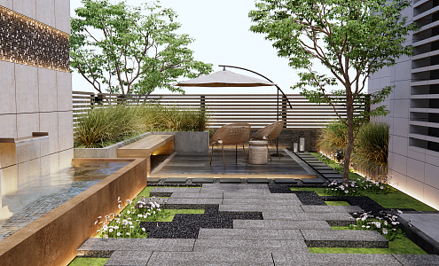 Modern courtyard landscape 3d model