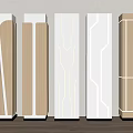 Modern Decorative Columns Featuring Beige White Wooden and Geometric Line Designs