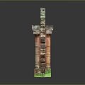 Ancient Stone Archway With Ruined Red Brick Walls And Green Grass Reflection