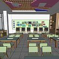 Modern School Classroom With Spacious Layout Desks Chairs Student Artworks And Large Windows