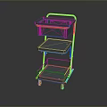 Gray Metal Multi Tiered Utility Cart with Storage Shelves and Rolling Wheels
