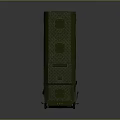 Olive Green Armored Military Vehicle With Multiple Wheels Red Stripes And Roof Cargo Compartment