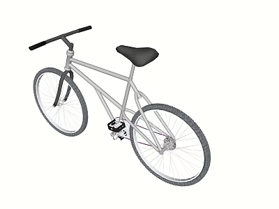 Silver Frame Urban Bicycle With Black Handlebars Comfortable Seat And Wide Tires 3d model