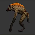 Fierce Standing Hyena Like Creature With Yellow Mane Red Body Long Arms Sharp Claws