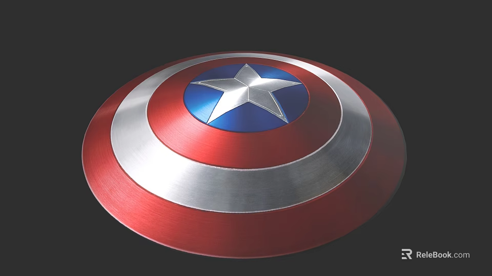 Captain America Shield as Iconic Weapon with Red White Blue Design and Silver Star 3d model 