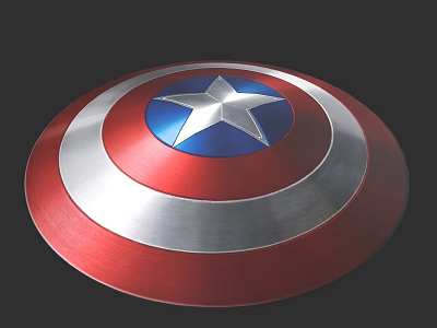 Captain America Shield as Iconic Weapon with Red White Blue Design and Silver Star 3d model
