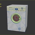 Crystal White Front Load Washing Machine With Control Panel And Round Door Design