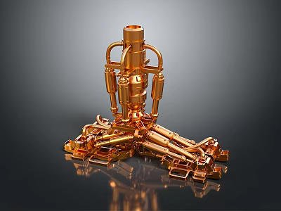 Golden Metal Daily Living Supplies With Multi Component Decorative Structure Design 3d model