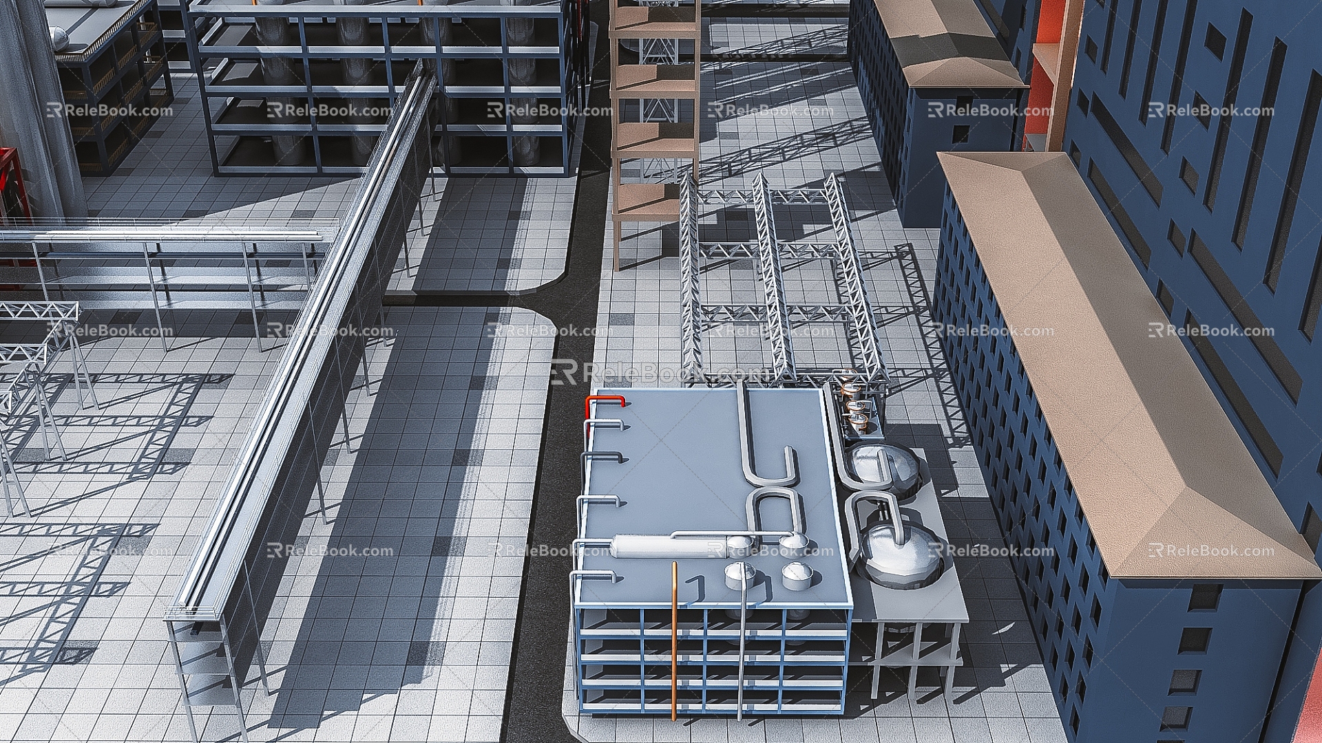 Modern workshop atmosphere aerial work 3d model