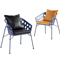 Simple and stylish atmospheric metal dining chair combination 3d model