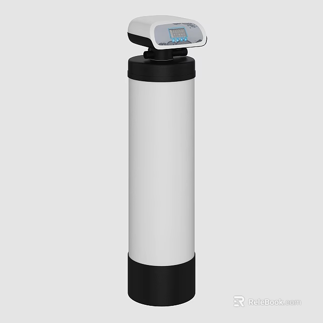 Public Water Filtration Facility With Cylindrical White Body And Digital Top 3d model 