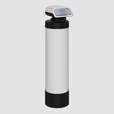 Public Water Filtration Facility With Cylindrical White Body And Digital Top 3d model