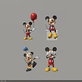 Different Poses of Mickey Mouse Dolls with Red Balloon Blue Hat and Glasses