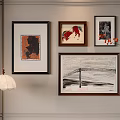 Elegant Gallery Wall With Diverse Decorative Frames And Artworks For Interior Design 3d model