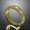 Elegant Gold Ring With Small Diamonds Smooth Shiny Surface And Reflection