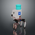 Small Bionic Robot With Turquoise Dome White Body And Number 80 On Metallic Legs
