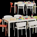 Kids Play Table With Colorful Chairs And Building Blocks For Children