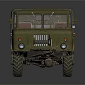 Military Green Cargo Truck With Canvas Covered Bed And Large Tires