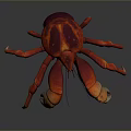 3D Rendered Red And Orange Crab With Large Claws On Gray Background