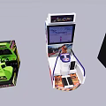 Electric Toys Featuring Arcade Game Machines With Steering Wheel Pedals And Screens