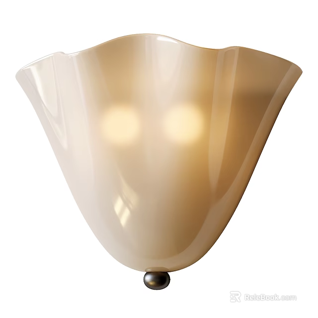 Modern Elegant White Glass Wall Lamp With Soft Warm Light And Flower Shaped Shade Design 3d model 
